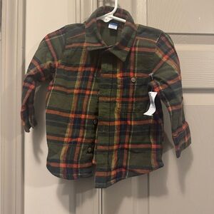 Plaid Kids Shirt - Green and Orange